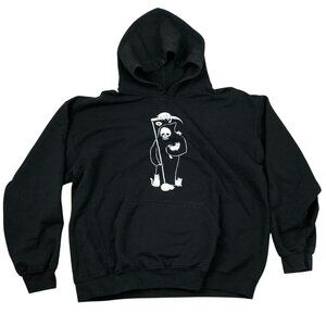 Mens Hoodie Sweatshirt Large Pullover Death Is A Cat Person Grim Reaper Casual